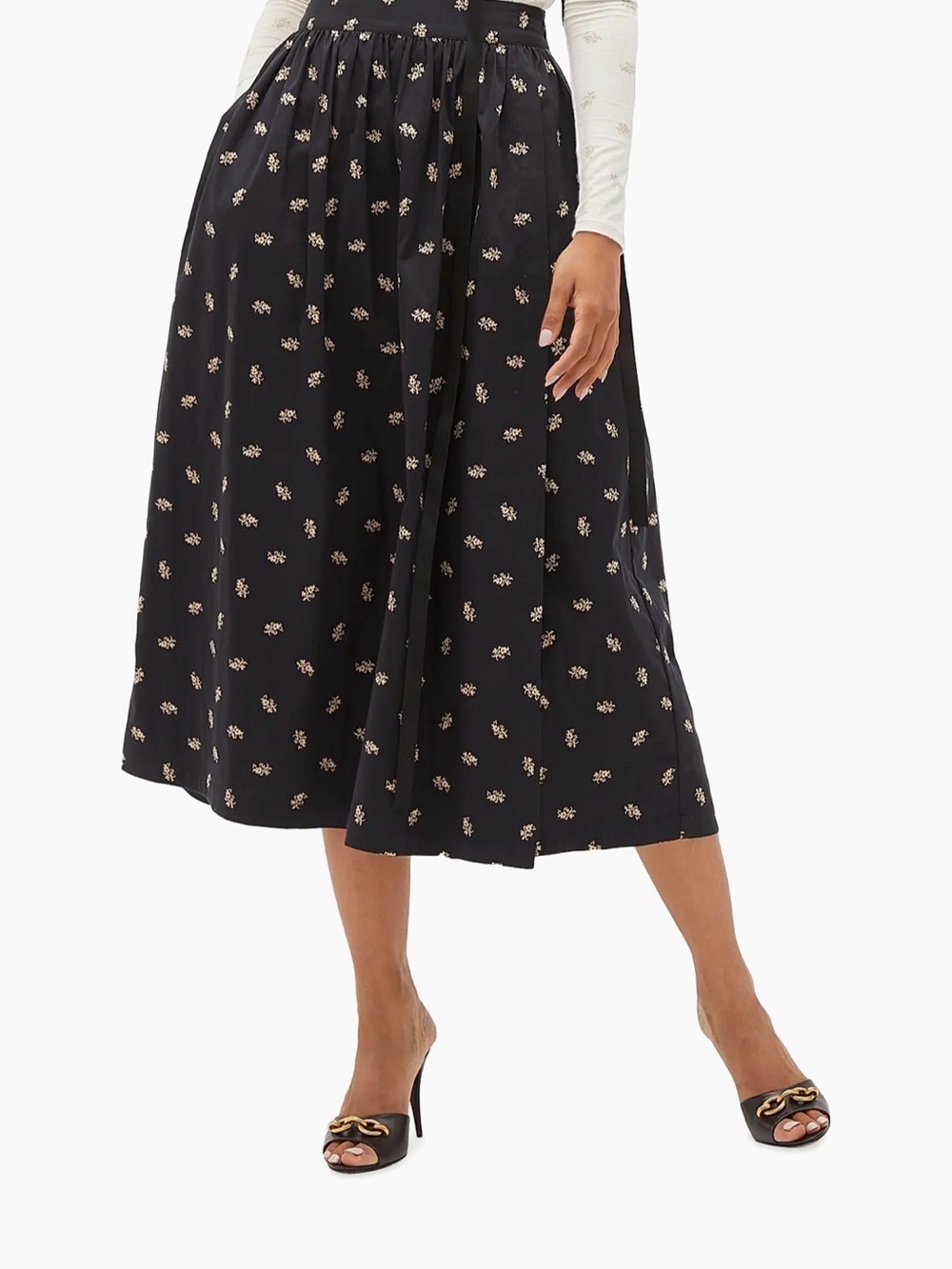 Hill House Women’s Krista Midi Skirt Black Floral Jacquard - Size XS